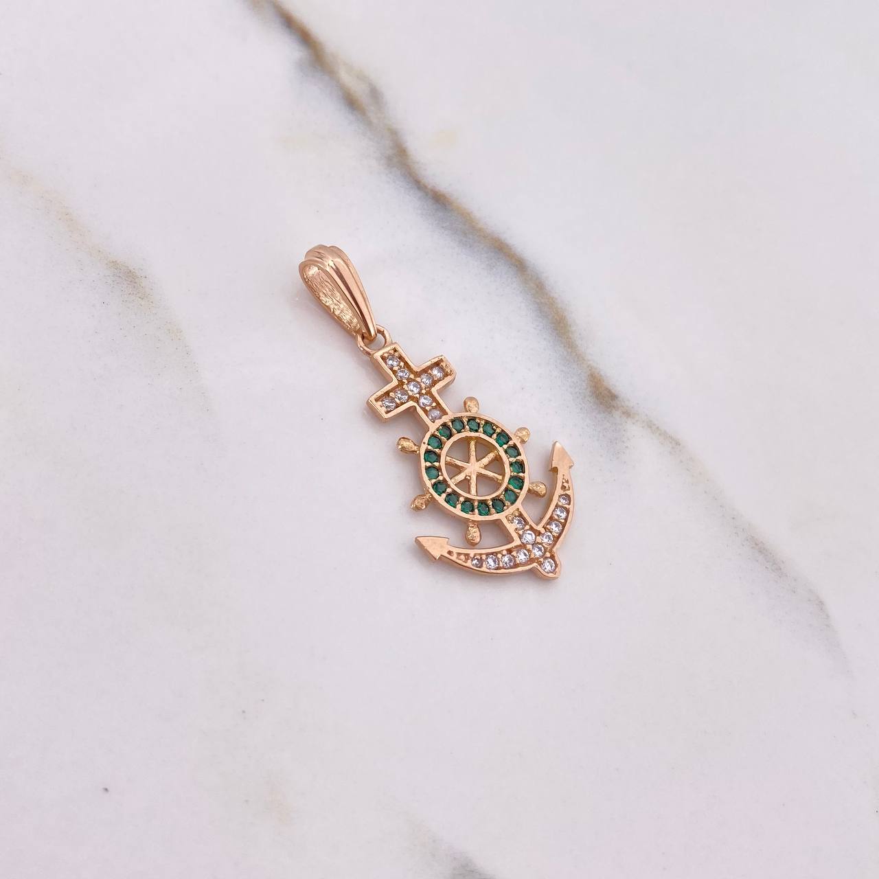 Dije Ancla Timon 2.4gr / 3.5cm / Circones Verdes Blancos Oro Rosa $
