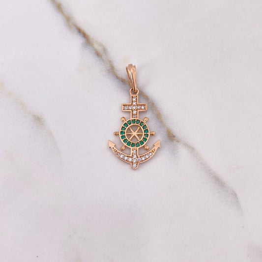 Dije Ancla Timon 2.4gr / 3.5cm / Circones Verdes Blancos Oro Rosa $