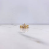Anillo Corona Corazones 2.5gr / T6 3/4 / Circones Blancos Oro Amarillo $