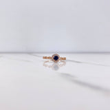 Anillo Solitario Halo 1.85gr / T7 1/2 / Circones Azul Blancos Oro Rosa $