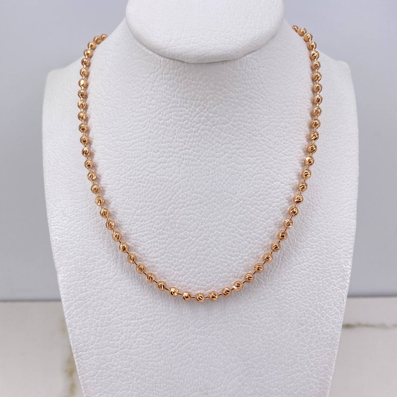 Cadena Militar 15.75gr / 50cm / 3mm Diamantado Oro Rosa $
