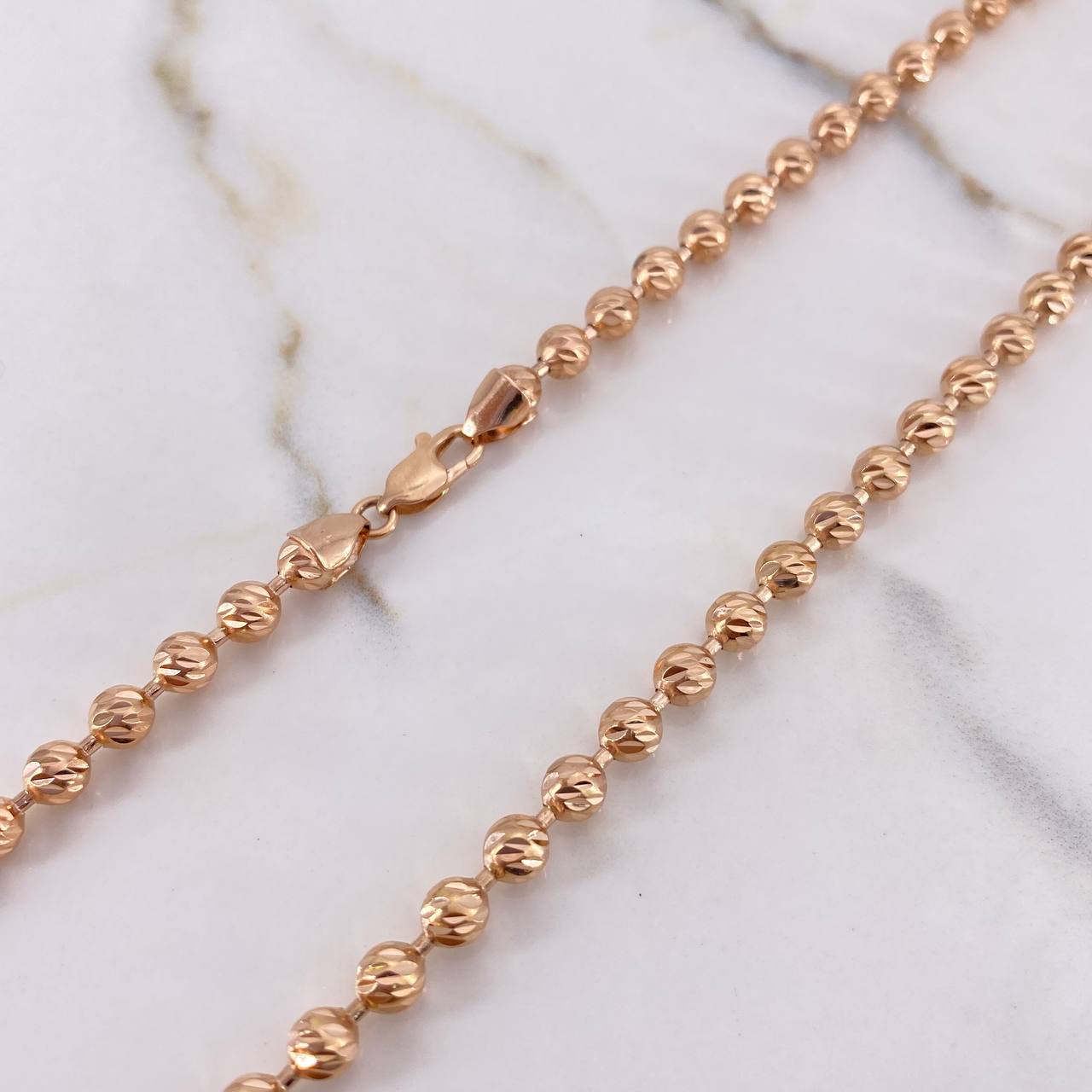 Cadena Militar 34.05gr / 70cm / 4mm Diamantado Oro Rosa $