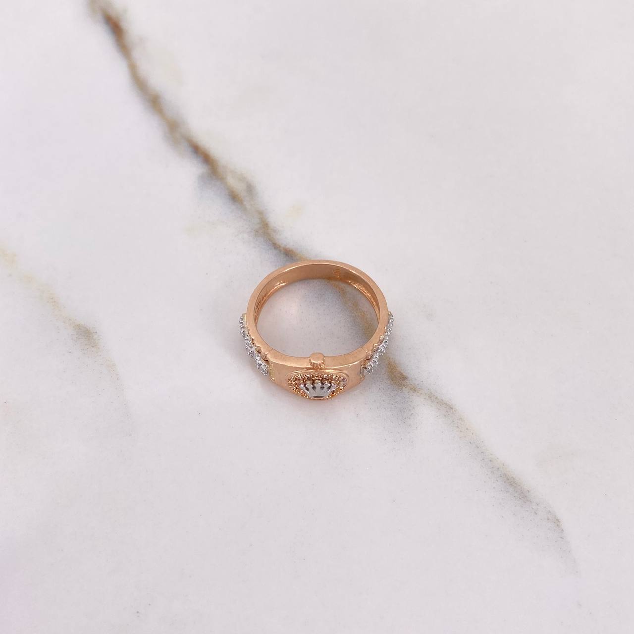 Anillo Correa Corona RX 4.25gr / T6 / Circones Blancos Dos Oros Blanco Rosa $