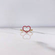 Anillo Silueta Corazon 1.3gr / T6 3/4 / Circones Fucsias Blancos Oro Amarillo $