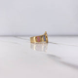 Anillo Corona RX 4.15gr / T7 / Circones Rosados Azules Oro Amarillo $