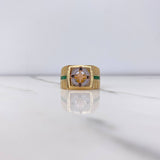 Anillo Brujula 9.05gr / T11 / Circones Verdes Blancos Tres Oros $