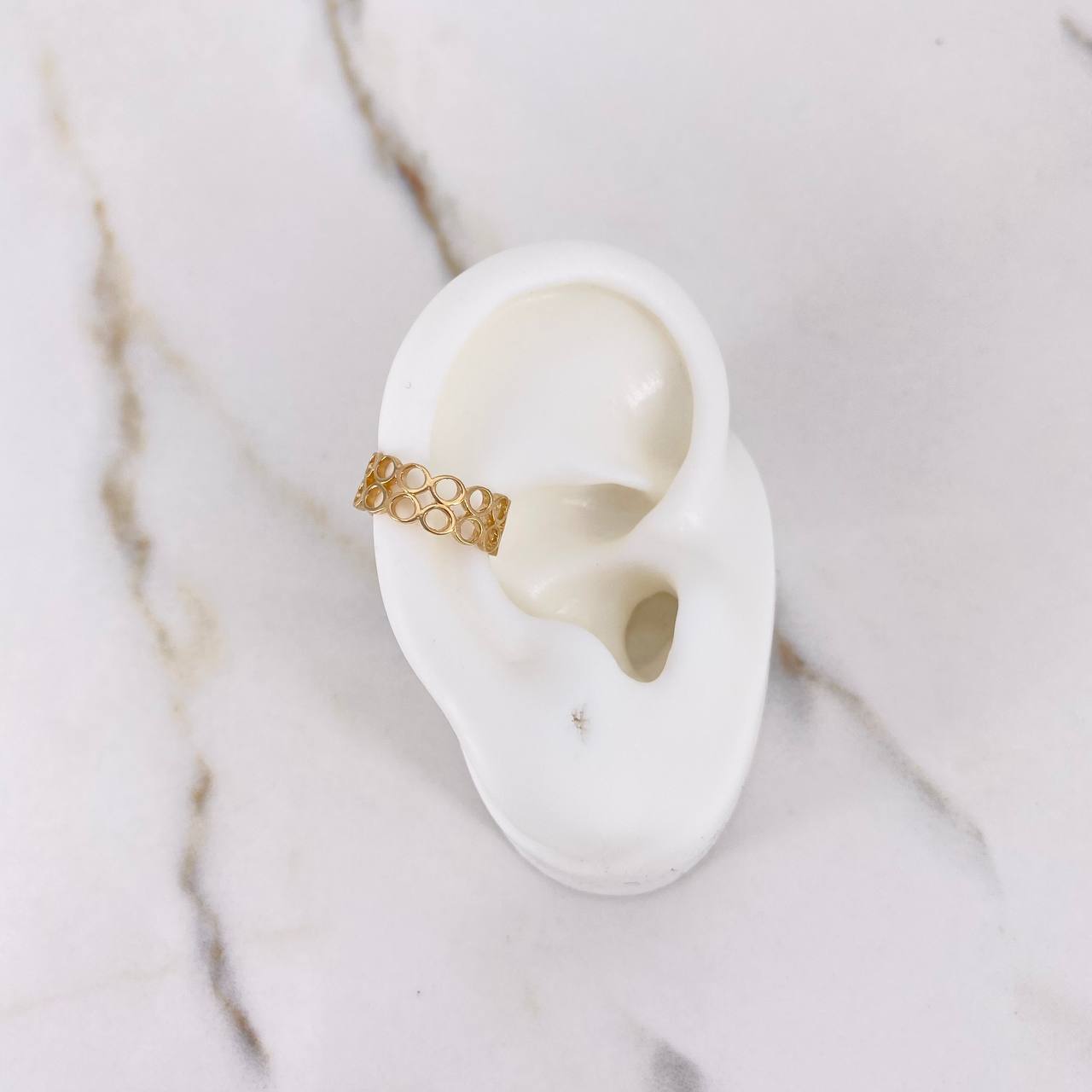 Piercing Earcuff Simulador 1.45gr / 1.4cm / Circulos Oro Amarillo (Joya) $