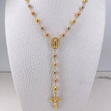 Rosario Virgen Milagrosa 16.15gr / 65cm / 6mm-7mm Bolas Lisas Tres Oros $