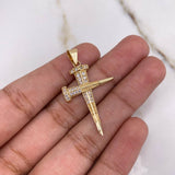 Dije Cruz Clavos 2.35gr / 3.5cm / Circones Blancos Oro Amarillo &