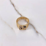 Anillo Correa Ancla 6.6gr / T10 1/2 / Circones Negros Blancos Oro Amarillo &