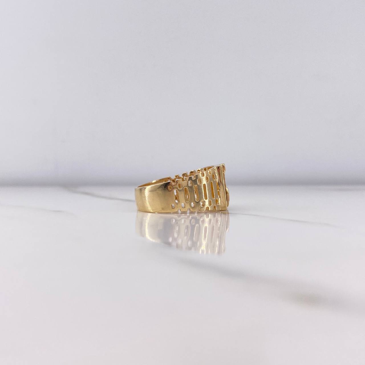 Anillo Correa Ancla 6.6gr / T10 1/2 / Circones Negros Blancos Oro Amarillo &