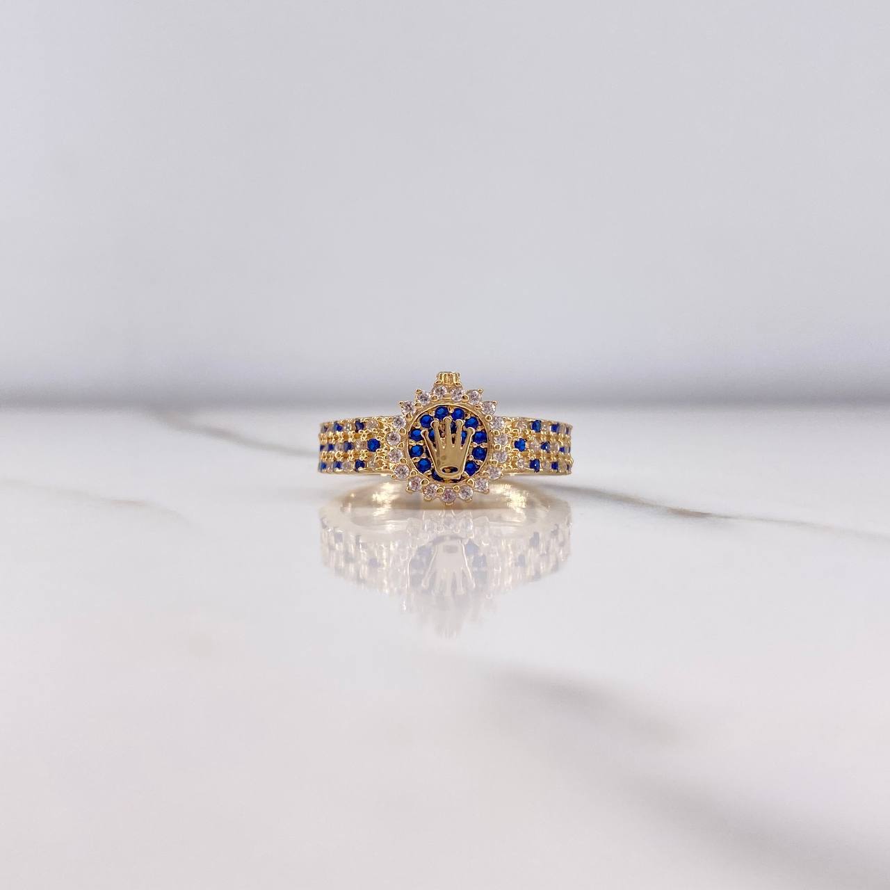 Anillo Correa Corona RX 3.55gr / T7 / Circones Azules Blancos Oro Amarillo &