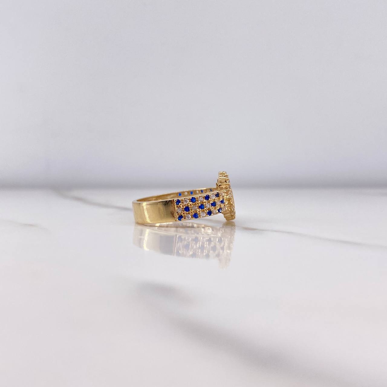 Anillo Correa Corona RX 3.55gr / T7 / Circones Azules Blancos Oro Amarillo &