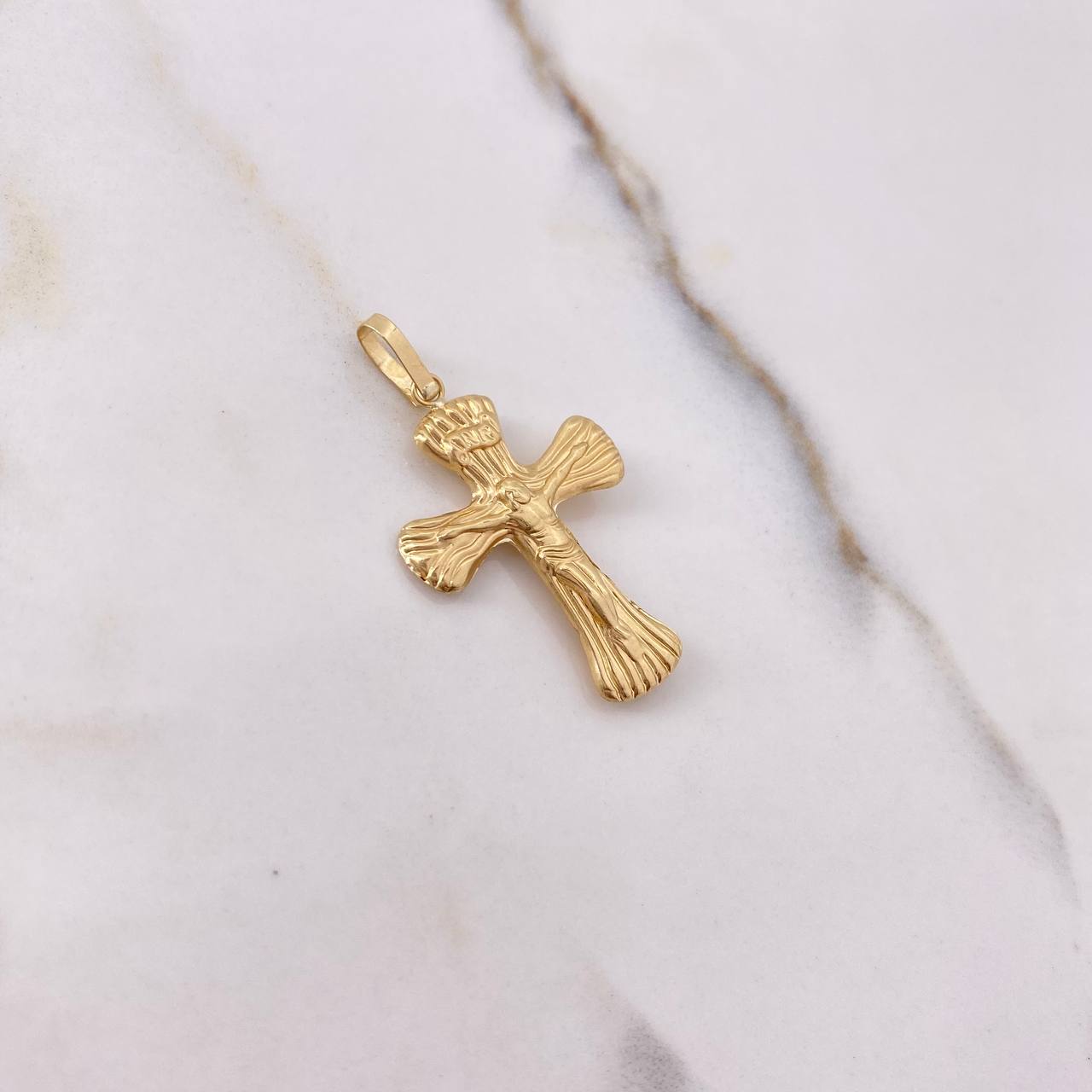 Dije Cruz Cristo 1.45gr / 3.5cm / Rayado Oro Amarillo &