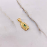 Dije Virgen Guadalupe 1.95gr / 2.1cm / Circones Verdes Blancos Oro Amarillo &