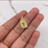 Dije Virgen Guadalupe 1.95gr / 2.1cm / Circones Verdes Blancos Oro Amarillo &