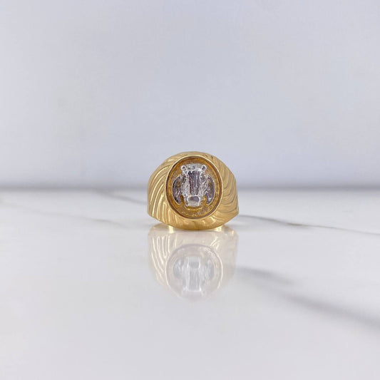 Anillo Vaca 4.4gr / T8 1/4 / Circones Blancos Dos Oros Amarillo Blanco &
