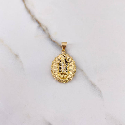 Dije Virgen Guadalupe 5.05gr / 3.1cm / Circones Negros Blancos Oro Amarillo &