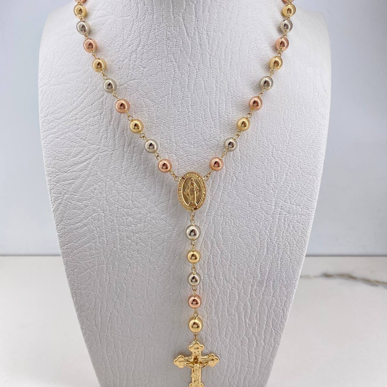 Rosario Virgen Milagrosa 20.6gr / 65cm / 7mm-8mm Bolas Lisas Tres Oros &