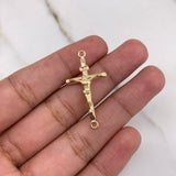 Herraje Cruz Cristo 1.05gr / 3.1cm / Puntas Planas Oro Amarillo &