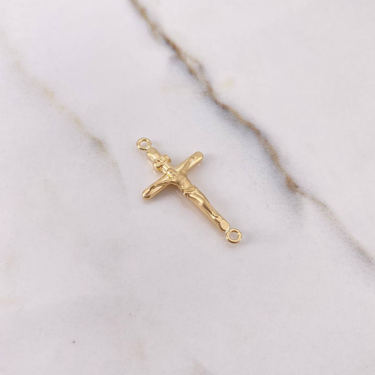 Herraje Cruz Cristo 1.05gr / 3.1cm / Puntas Planas Oro Amarillo &