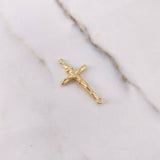 Herraje Cruz Cristo 1.05gr / 3.1cm / Puntas Planas Oro Amarillo &