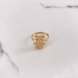Anillo Oso 3.75gr / T6 / Circones Verdes Blancos Oro Amarillo &