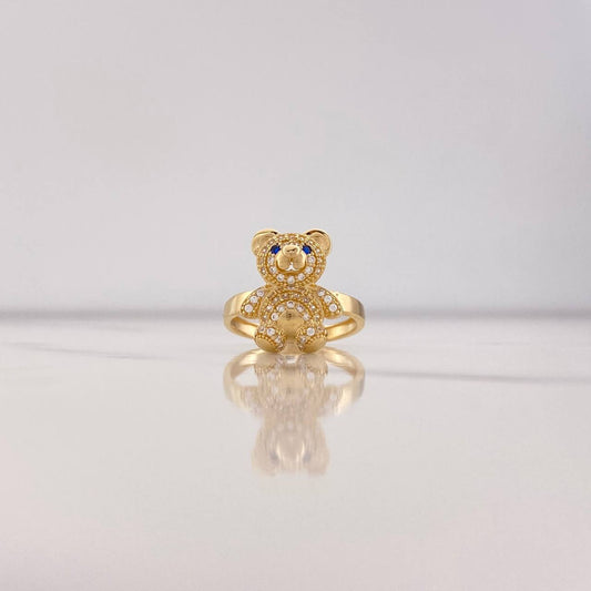 Anillo Oso 3.65gr / T5 1/2 / Circones Azules Blancos Oro Amarillo &