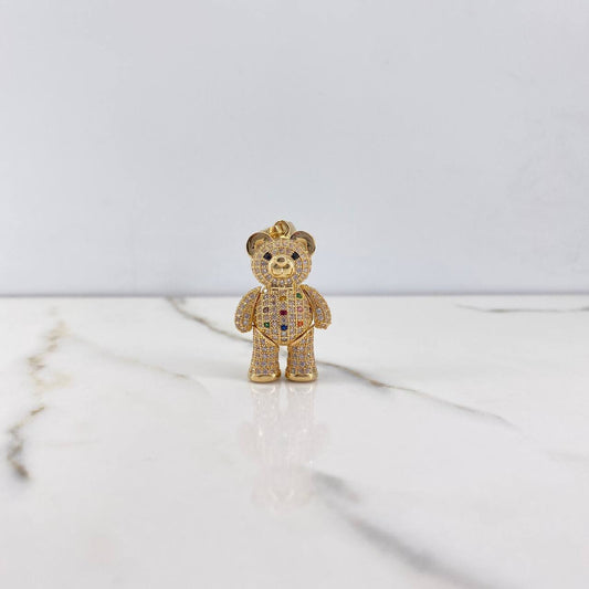 Dije Oso Articulado Corbatin 13.85gr / 4.2cm / Circones Colores Oro Amarillo &
