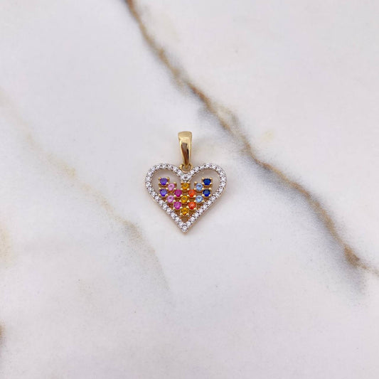 Dije Corazon 1.85gr / 2.1cm / Circones Colores Dos Oros Amarillo Blanco &