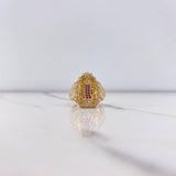 Anillo Virgen Guadalupe 7.2gr / T7 3/4 / Circones Verdes Fucsias Blancos Oro Amarillo &