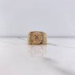 Anillo Cruz 10gr / T9 1/2 / Ovalado Circon Verde Tres Oros $