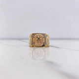 Anillo Cruz 10gr / T9 1/2 / Ovalado Circon Verde Tres Oros $