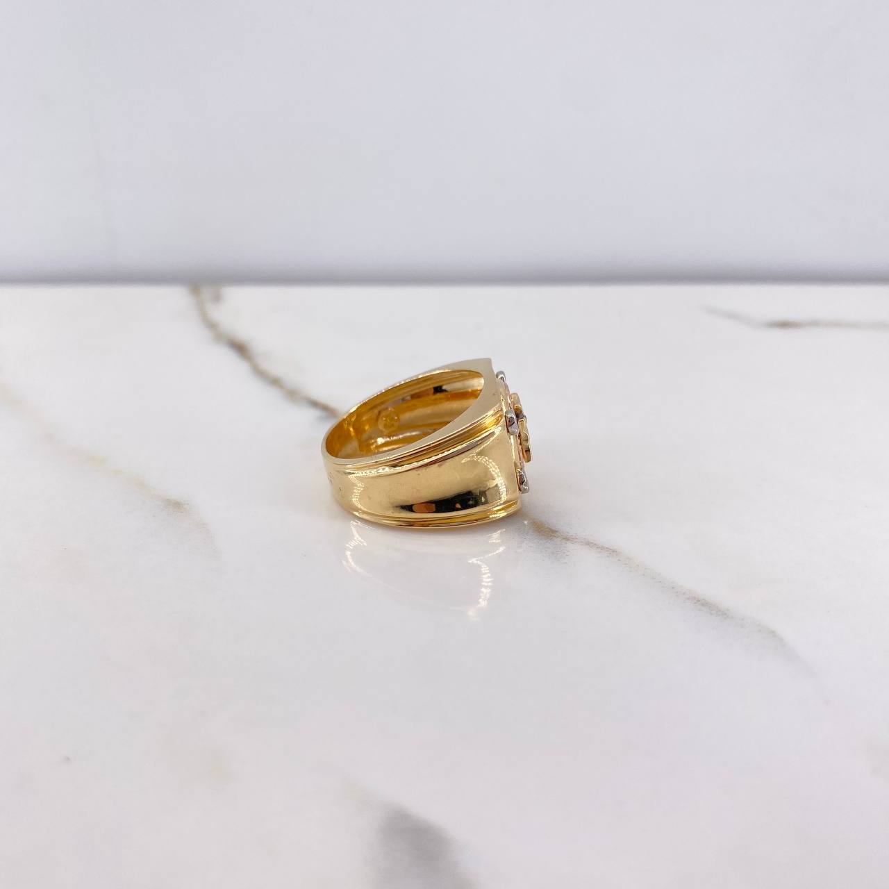 Anillo Cruz 10gr / T9 1/2 / Ovalado Circon Verde Tres Oros $