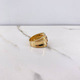 Anillo Cruz 10gr / T9 1/2 / Ovalado Circon Verde Tres Oros $