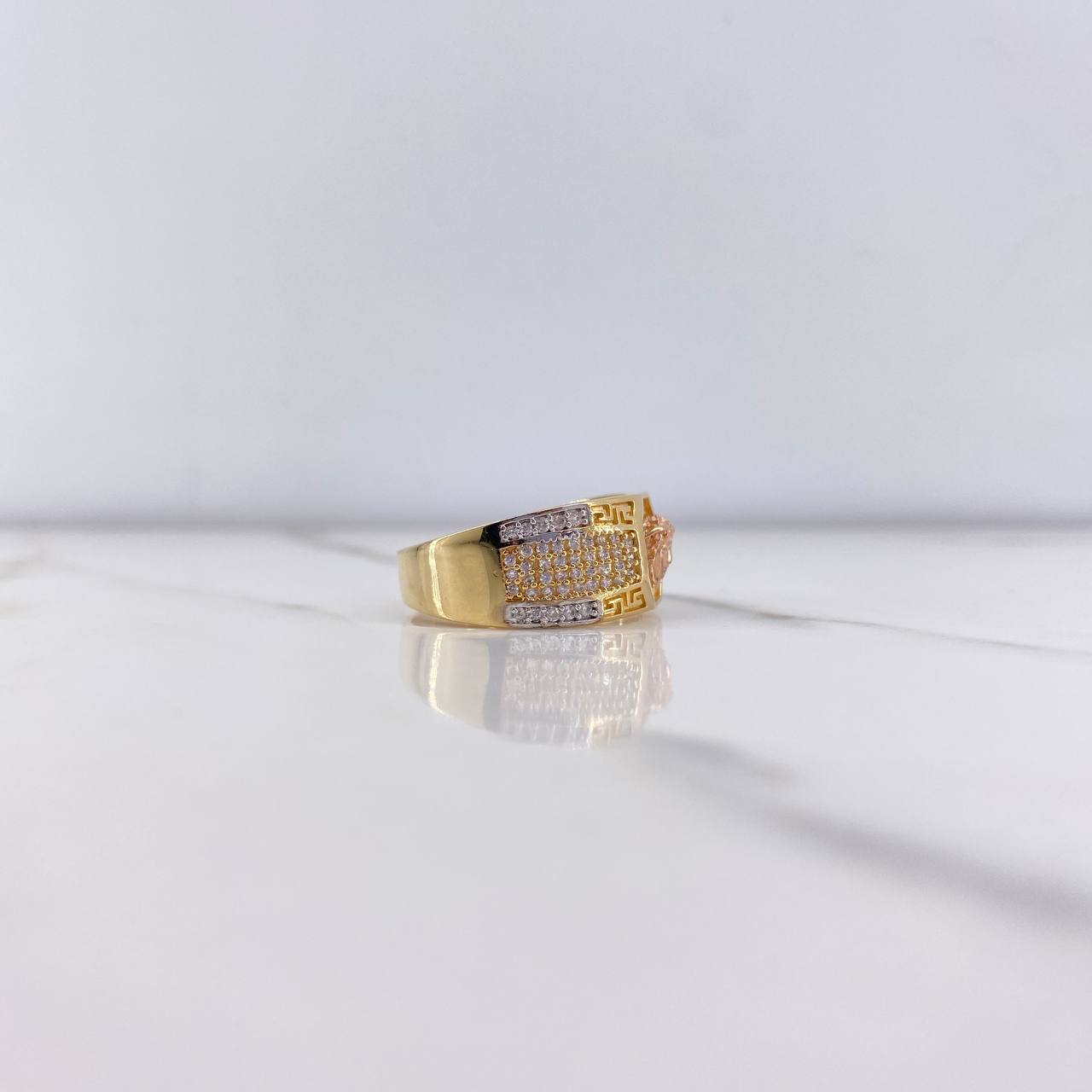 Anillo Medusa Tribal 7.95gr / T10 / Circones Blancos Tres Oros &