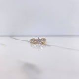 Anillo Solitario Rombos 3.5gr / T6 1/2 / Circones Blancos Dos Oros Amarillo Blanco &
