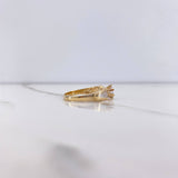 Anillo Solitario Rombos 3.5gr / T6 1/2 / Circones Blancos Dos Oros Amarillo Blanco &