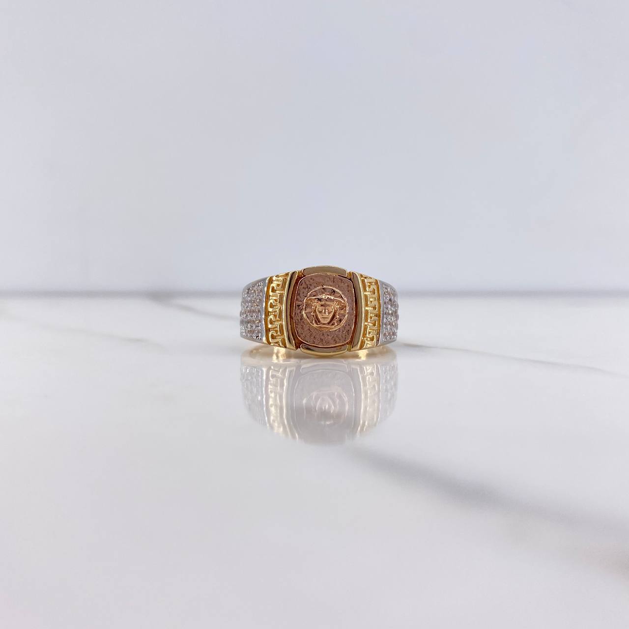 Anillo Medusa Tribal 8.9gr / T10 / Circones Blancos Tres Oros &