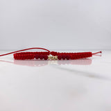 Pulsera Roja Bolas Diamantadas 0.25gr / 3mm Neoprenos Rojos Oro Amarillo $