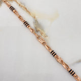 Cadena Rustica Espiga 43gr / 70cm / Barril Cauchos Negros Oro Rosa $