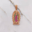 Dije Virgen Guadalupe 9.7gr / 4.8cm / Circones Fucsias Verdes Blancos Oro Rosa $