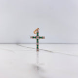 Dije Cruz Penitencia 1.8gr / 3cm / Circones Verdes Dos Oros Blanco Rosa $