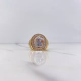 Anillo Herradura Caballo 12.15gr / T10 / Circones Blancos Tres Oros $