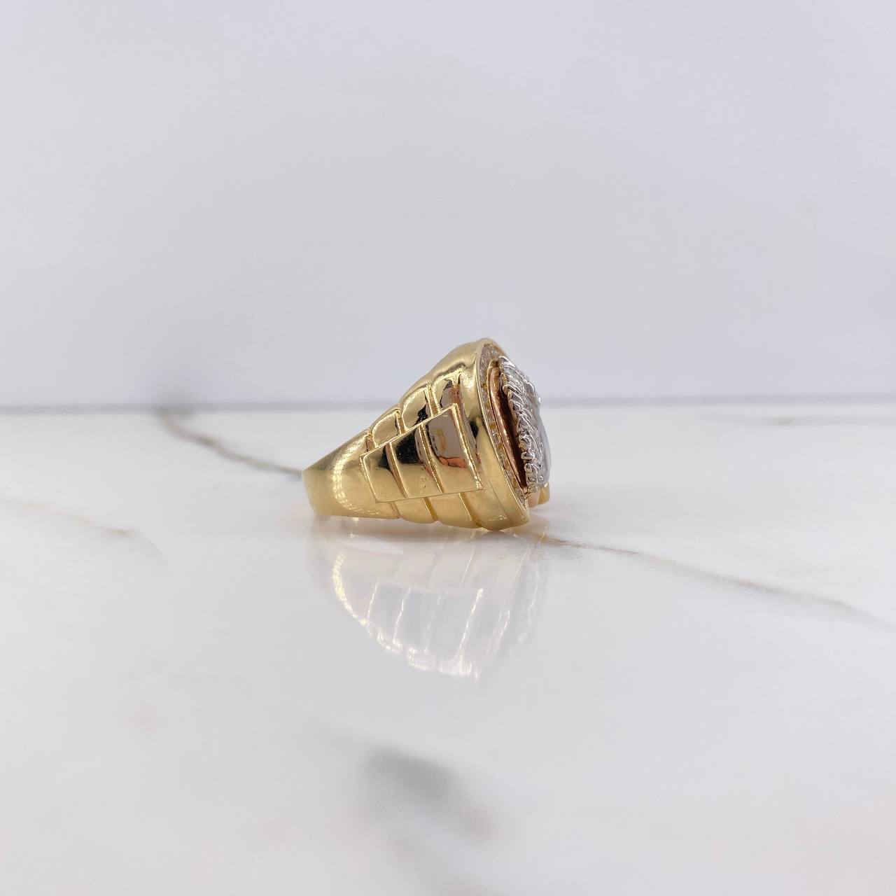 Anillo Herradura Caballo 12.15gr / T10 / Circones Blancos Tres Oros $