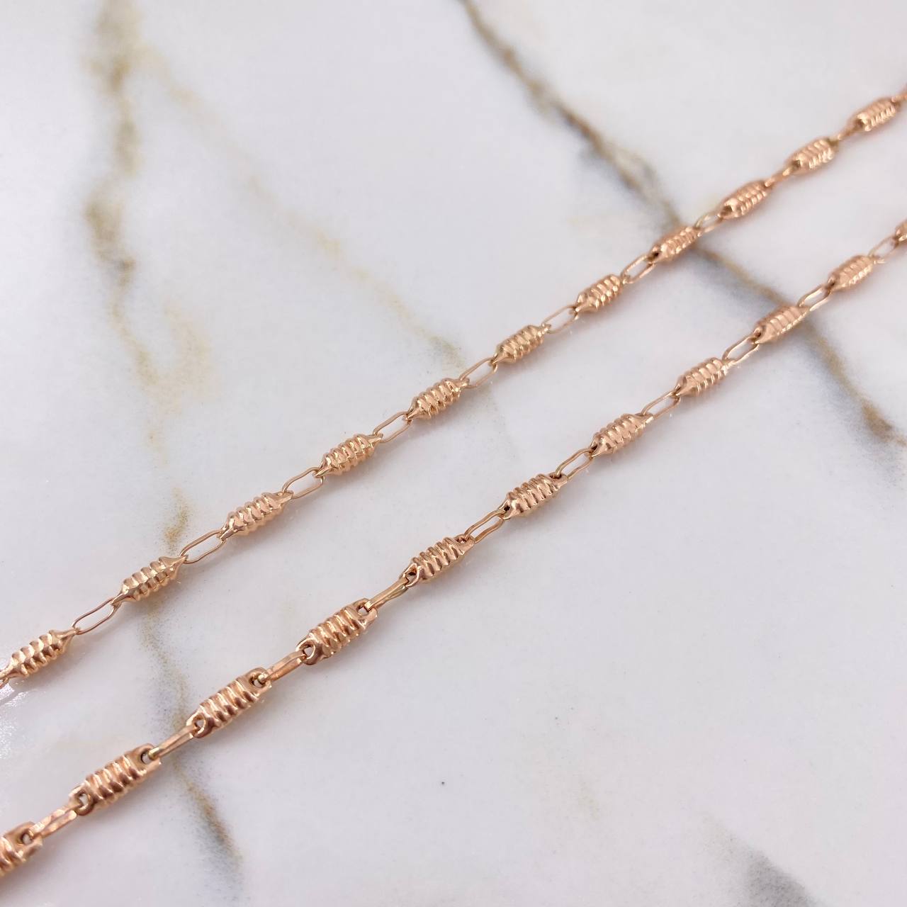 Cadena Barril Rayado 7.05gr / 60cm / Oro Rosa $