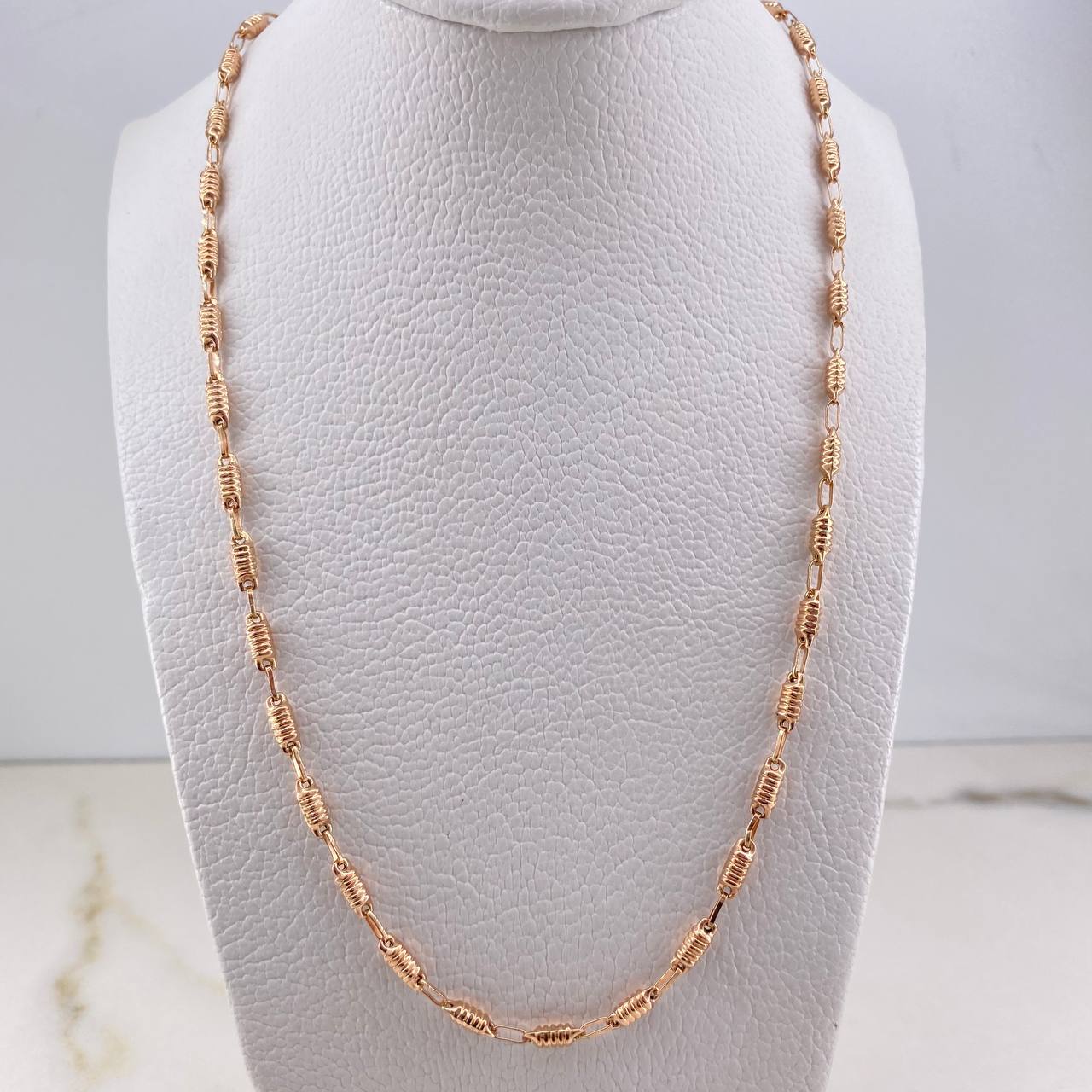 Cadena Barril Rayado 7.05gr / 60cm / Oro Rosa $