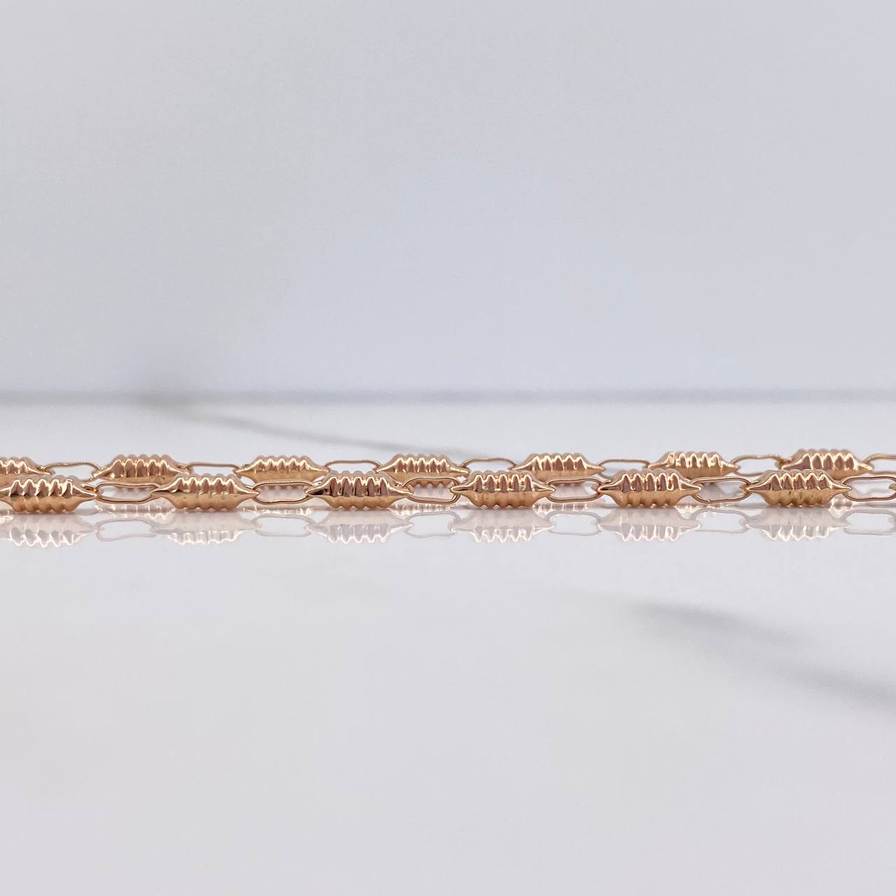 Cadena Barril Rayado 7.05gr / 60cm / Oro Rosa $