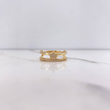Anillo Corona Linea Doble 3.4gr / T7 1/4 / Circones Blancos Oro Amarillo $
