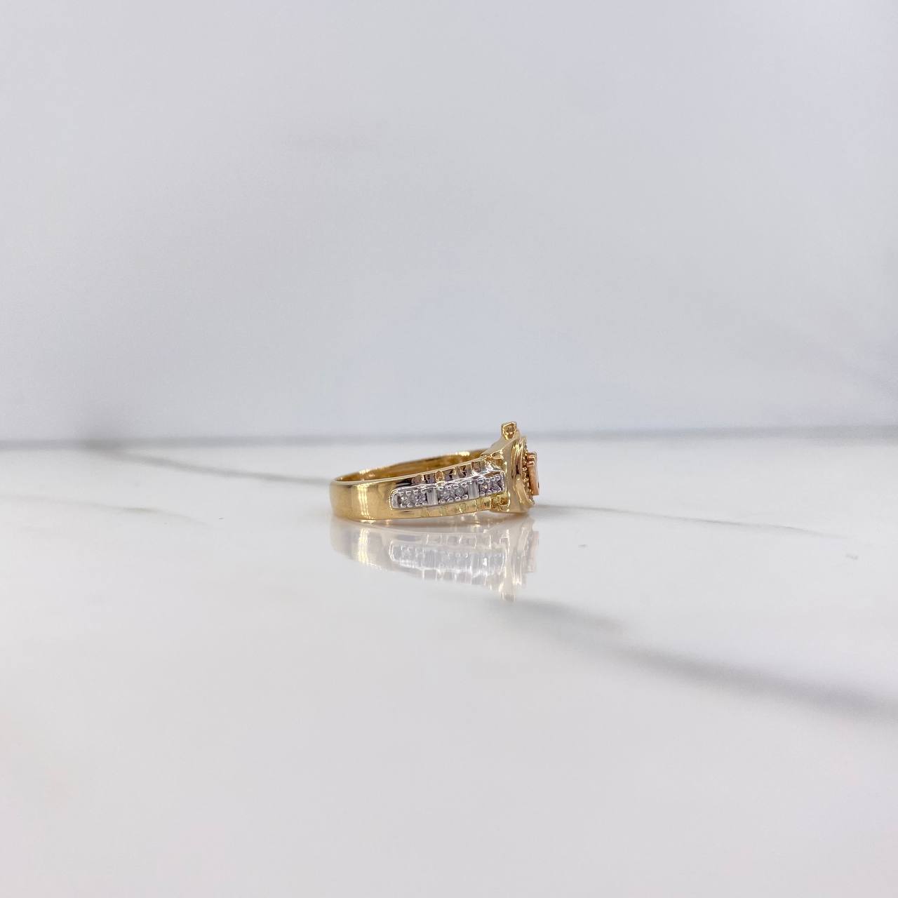 Anillo Correa Corona RX 4.3gr / T7 1/2 / Circones Blancos Tres Oros $